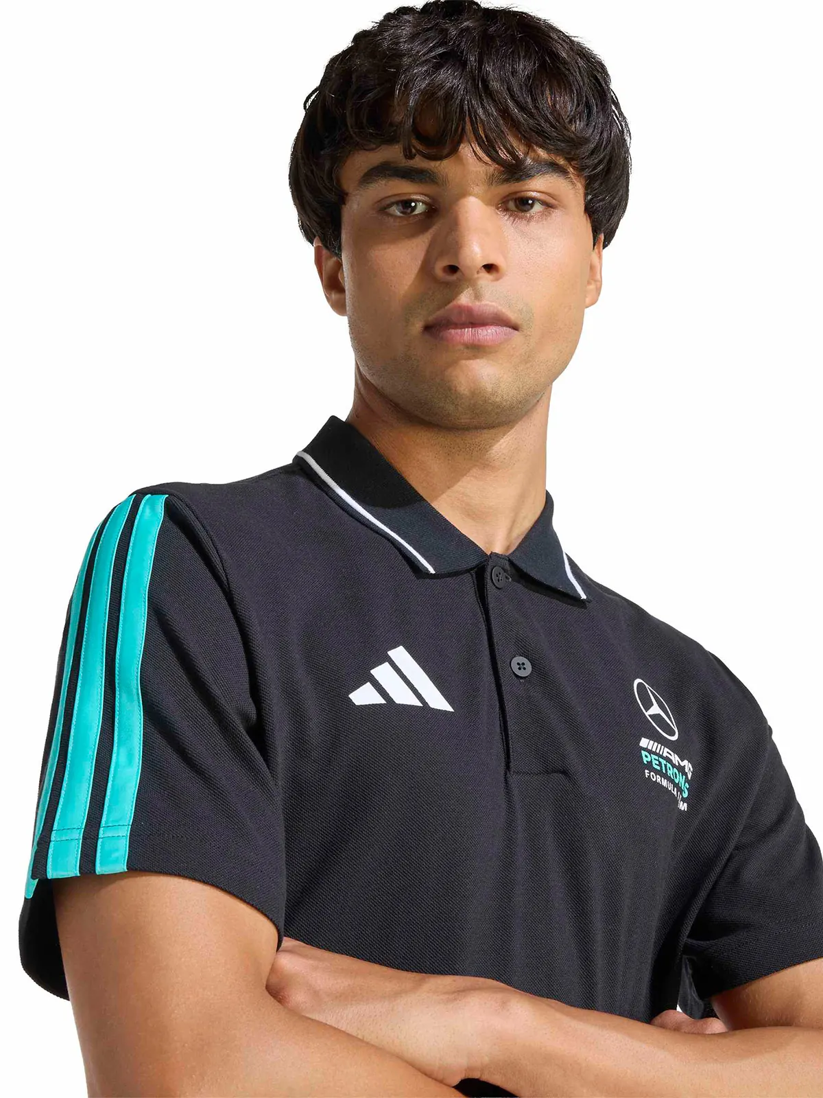 POLERA HOMBRE ADIDAS CON CUELLO MANGA CORTA MERCEDES - 3