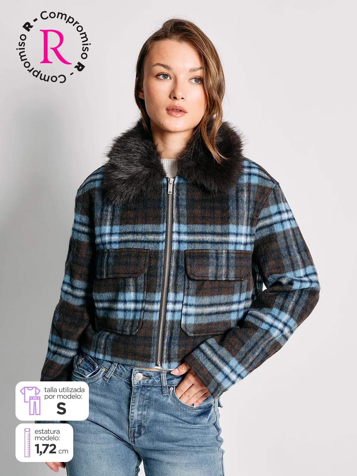 CHAQUETA MUJER INDEX CORTA ESCOCÉS - 1