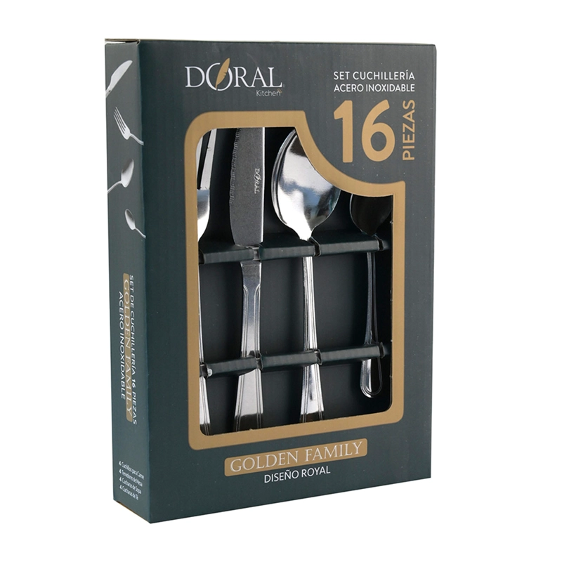 SET CUBIERTOS DORAL ROYAL GOLDEN FAMILY 16 PIEZAS - 3
