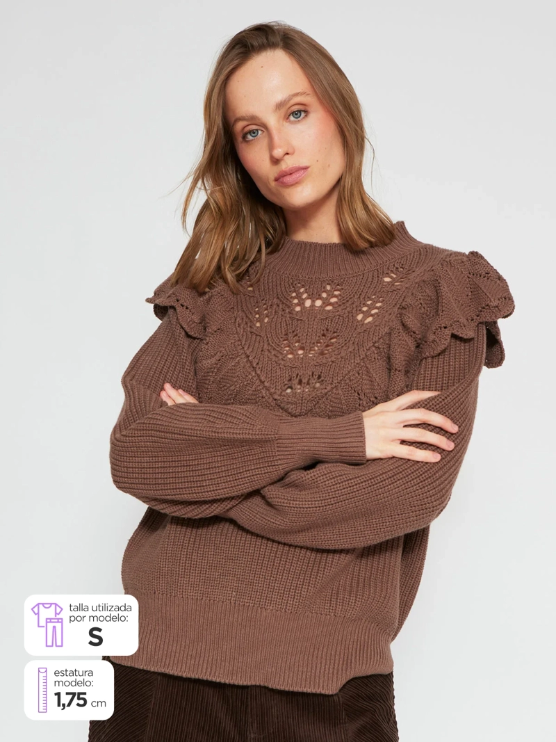 SWEATER MUJER TATIENNE ALGODÓN RUFFLES - 1