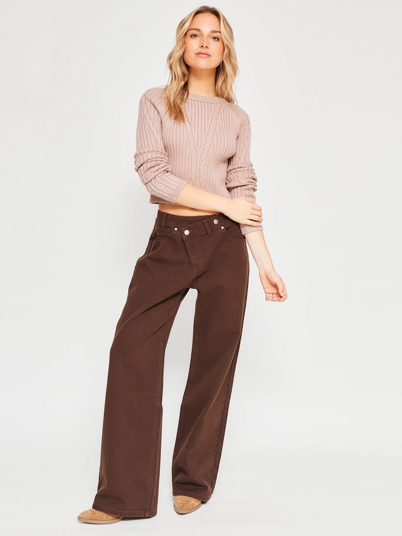 SWEATER MUJER INDEX MANGA LARGA RIB TRENZADO - 4