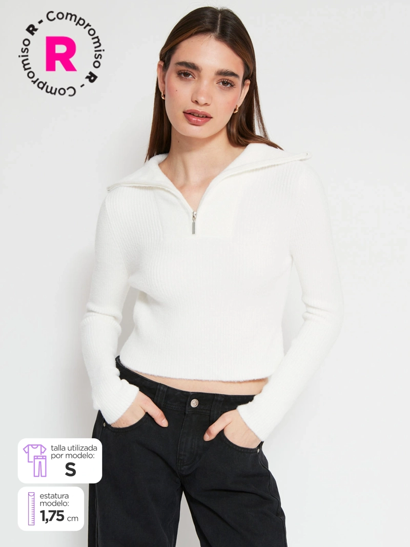 SWEATER MUJER INDEX CUELLO CIERRE MANGA LARGA RIB - 1
