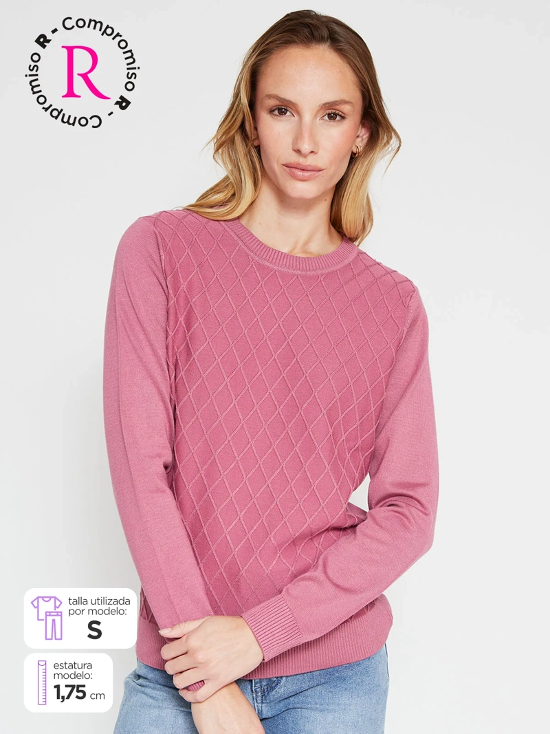 SWEATER MUJER AZIZ MANGA LARGA TRENZADO - 1