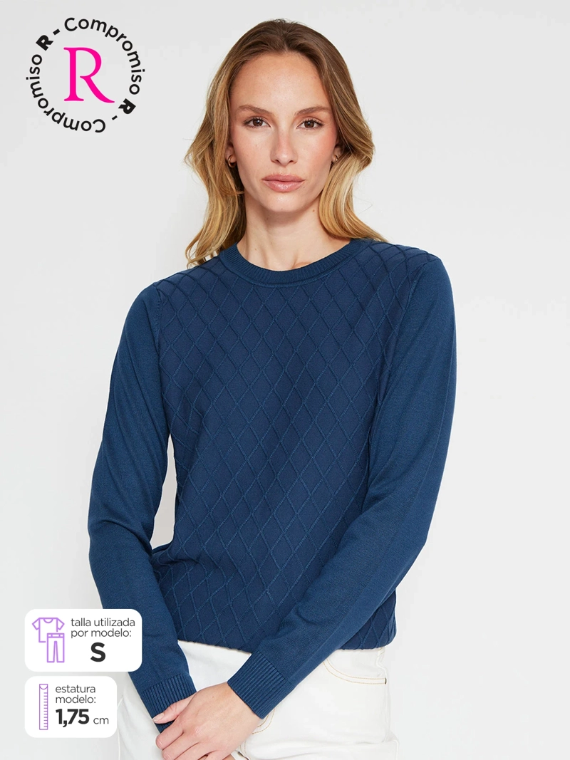 SWEATER MUJER AZIZ MANGA LARGA TRENZADO - 1