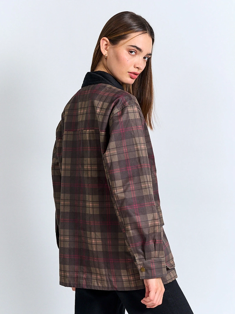 CHAQUETA MUJER INDEX ALGODÓN ENGOMADA ESCOCESA - 3