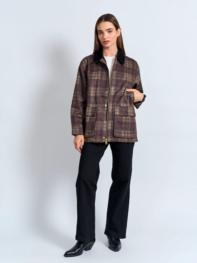 CHAQUETA MUJER INDEX ALGODÓN ENGOMADA ESCOCESA - 5
