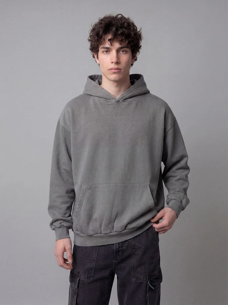 POLERÓN HOMBRE INDEX ALGODÓN GORRO LAVADO OVERSIZE - 1