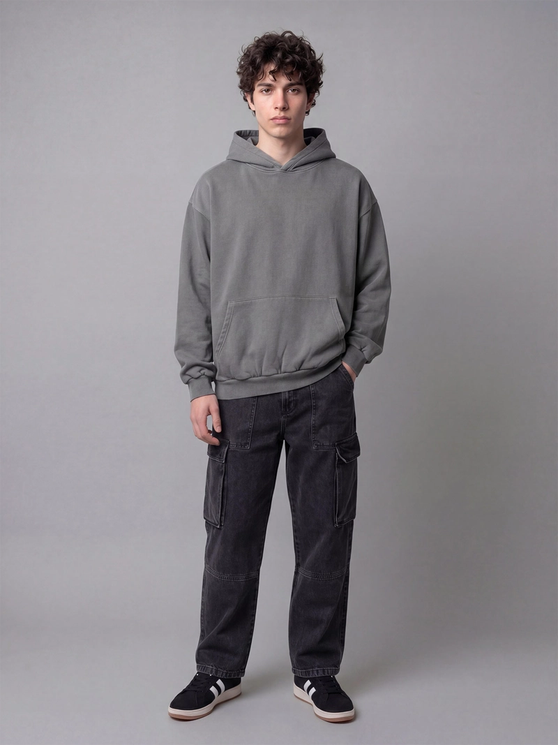 POLERÓN HOMBRE INDEX ALGODÓN GORRO LAVADO OVERSIZE - 3