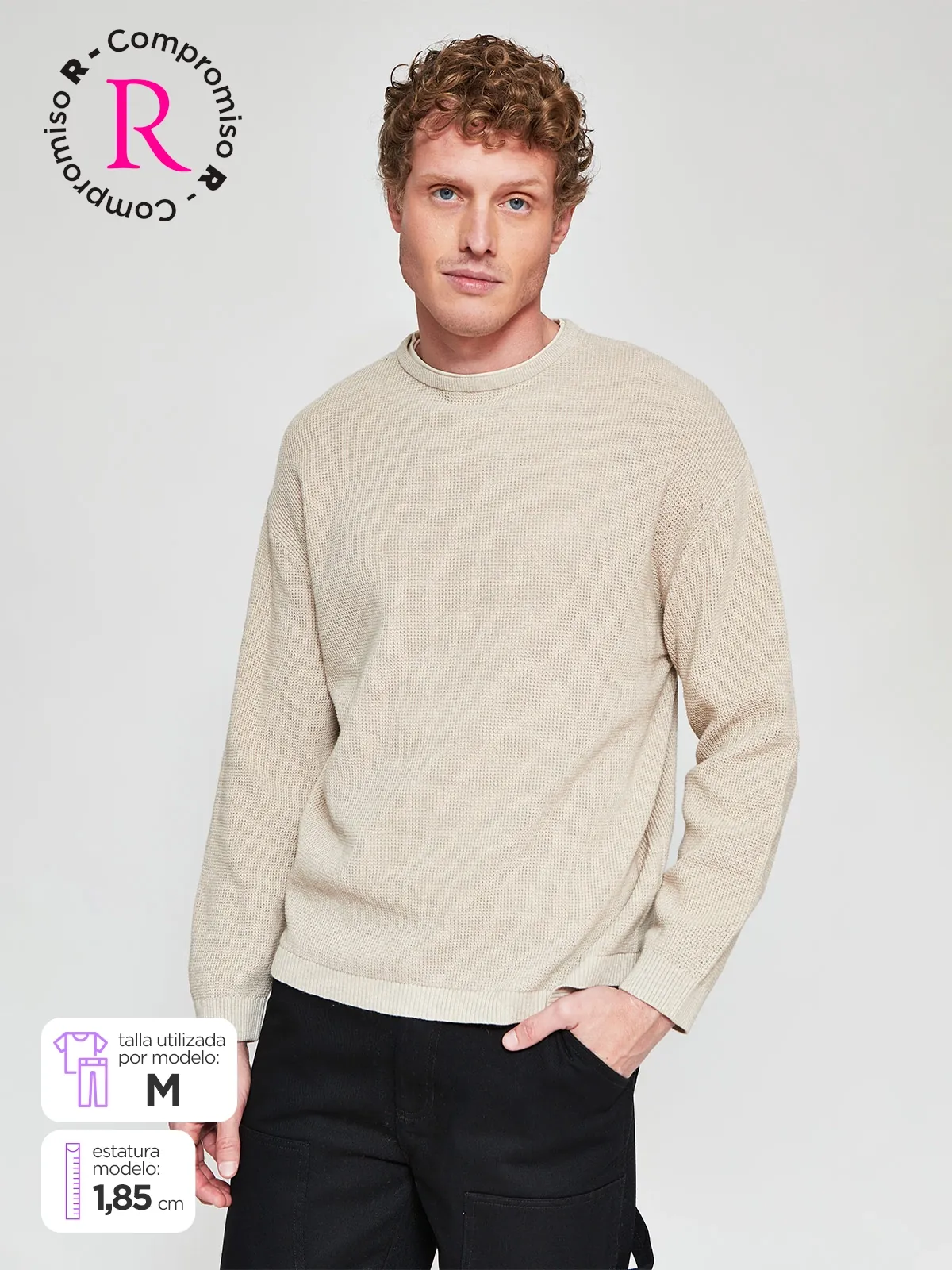 SWEATER HOMBRE INDEX ALGODÓN CUELLO REDONDO - 1