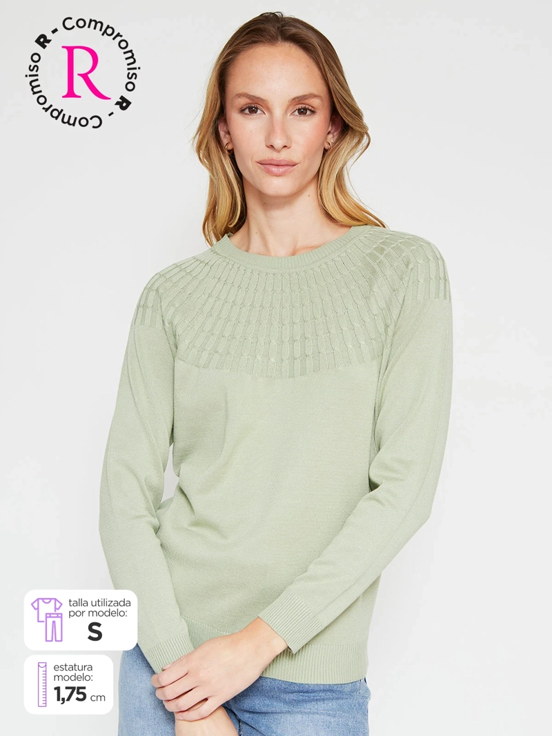 SWEATER MUJER AZIZ MANGA LARGA TRENZADO - 1
