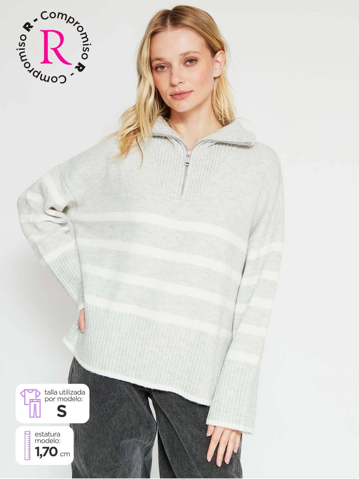 SWEATER MUJER INDEX MANGA LARGA BÁSICO - 1