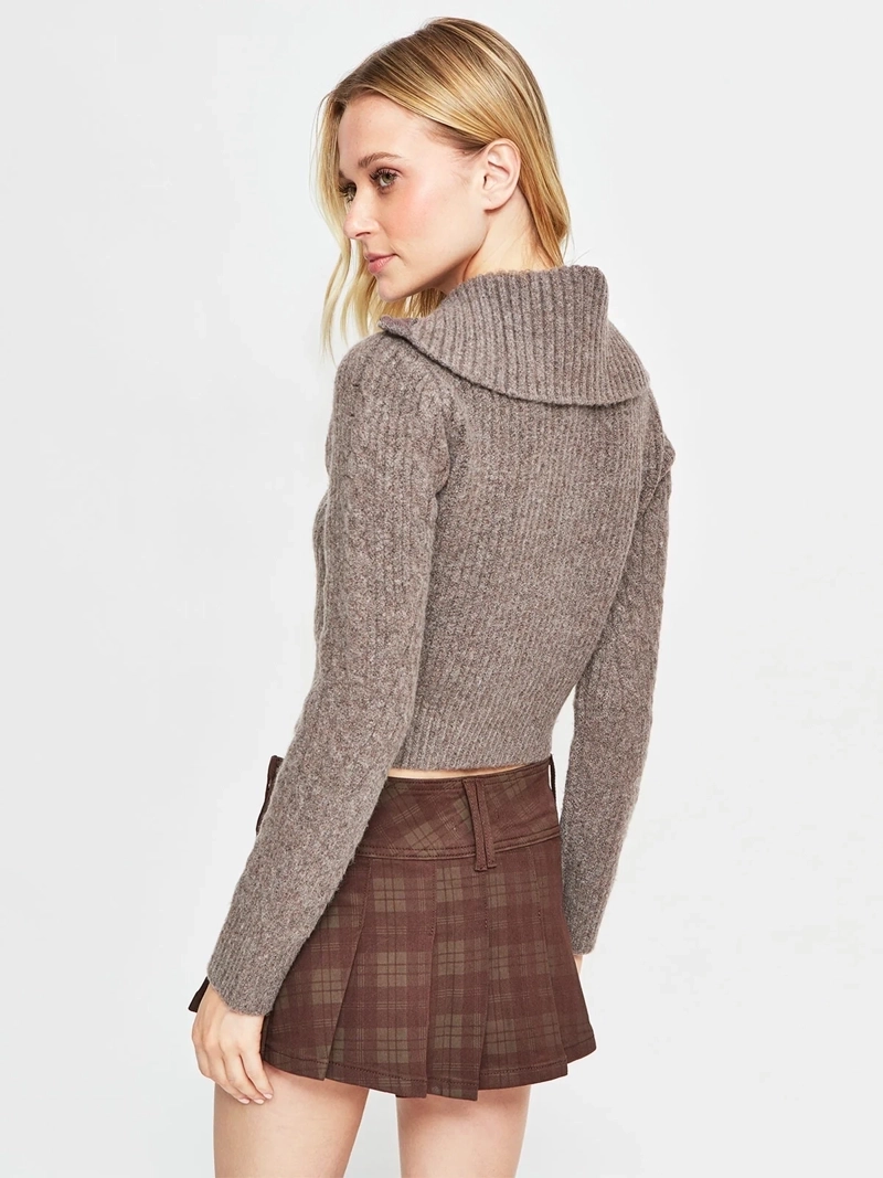 SWEATER MUJER INDEX MANGA LARGA TRENZADO CIERRE - 2