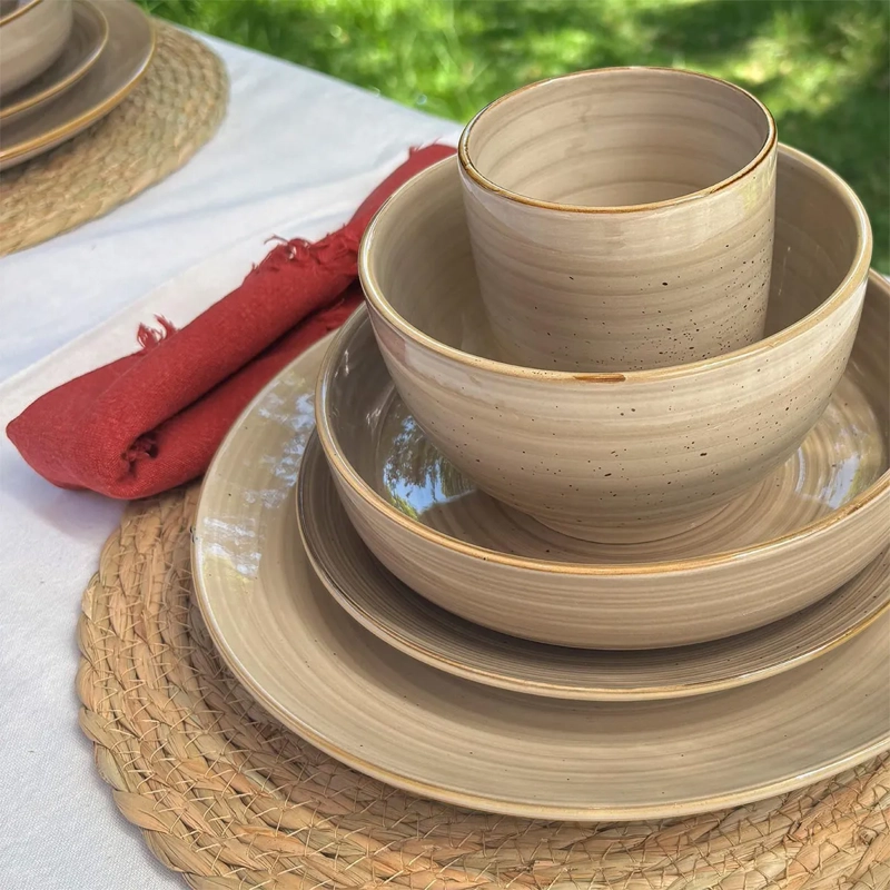 SET 4 PLATOS FONDO SIMPLIT SIENA CERÁMICA 27 CM BEIGE - 7