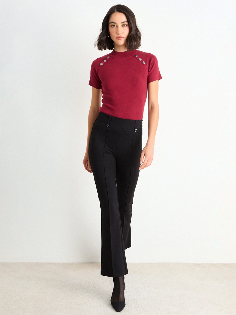 POLERA MUJER ASH CUELLO SUBIDO MANGA CORTA BOTONES - 1