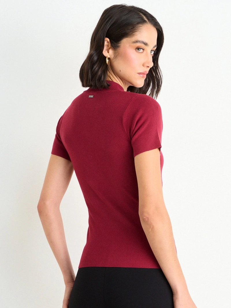 POLERA MUJER ASH CUELLO SUBIDO MANGA CORTA BOTONES - 4