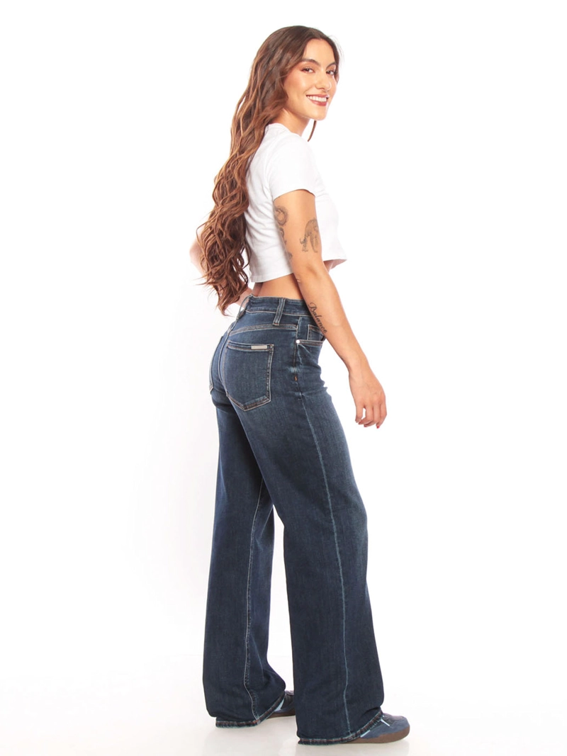 JEANS MUJER WADOS ALGODÓN WIDELEG TIRO ALTO - 3