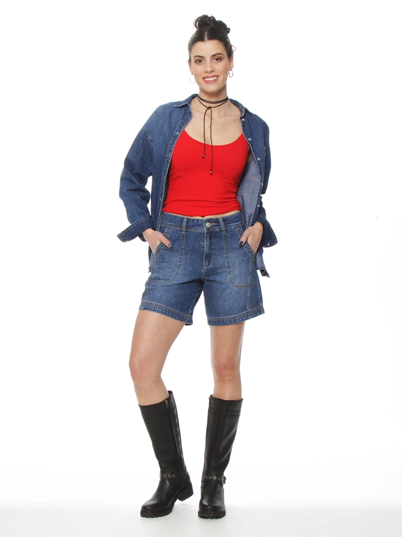 SHORT MUJER WADOS ALGODÓN DENIM TIRO ALTO - 2
