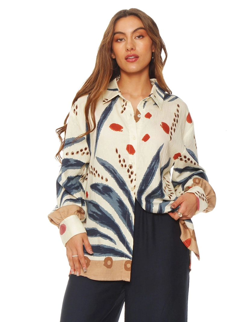 BLUSA MUJER WADOS MANGA LARGA ESTAMPADA ABOTONADA - 2