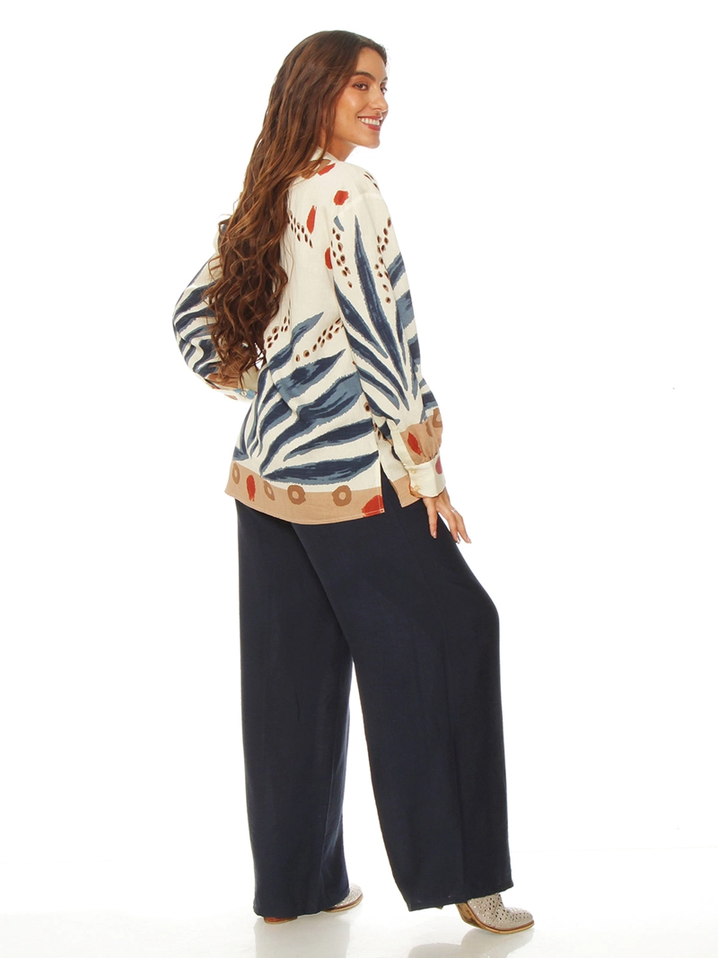 BLUSA MUJER WADOS MANGA LARGA ESTAMPADA ABOTONADA - 3