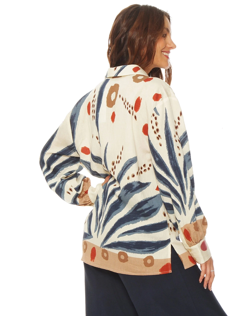 BLUSA MUJER WADOS MANGA LARGA ESTAMPADA ABOTONADA - 4