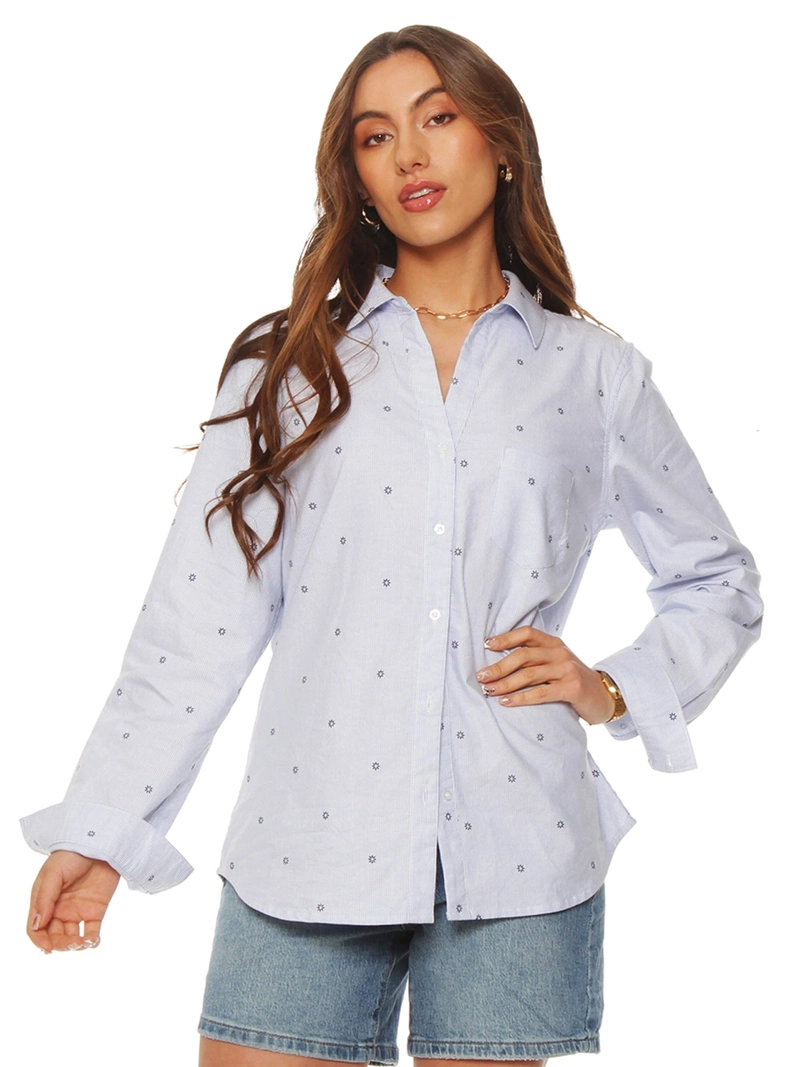 BLUSA MUJER WADOS ALGODÓN MANGA LARGA LISTADA ABOTONADA - 2