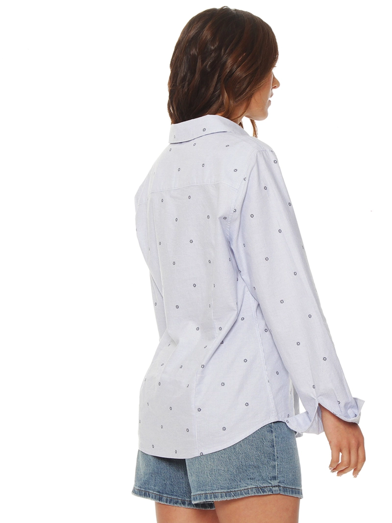 BLUSA MUJER WADOS ALGODÓN MANGA LARGA LISTADA ABOTONADA - 4