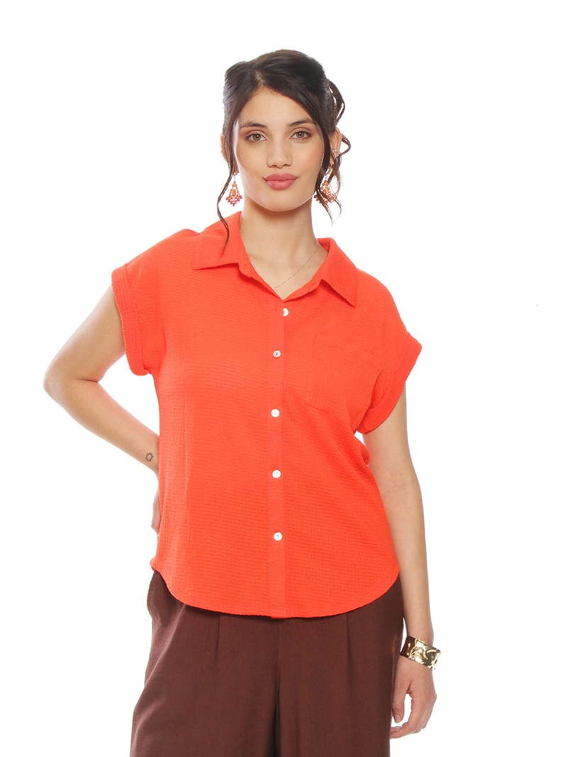 BLUSA MUJER WADOS MANGA CORTA ABOTONADA - 2