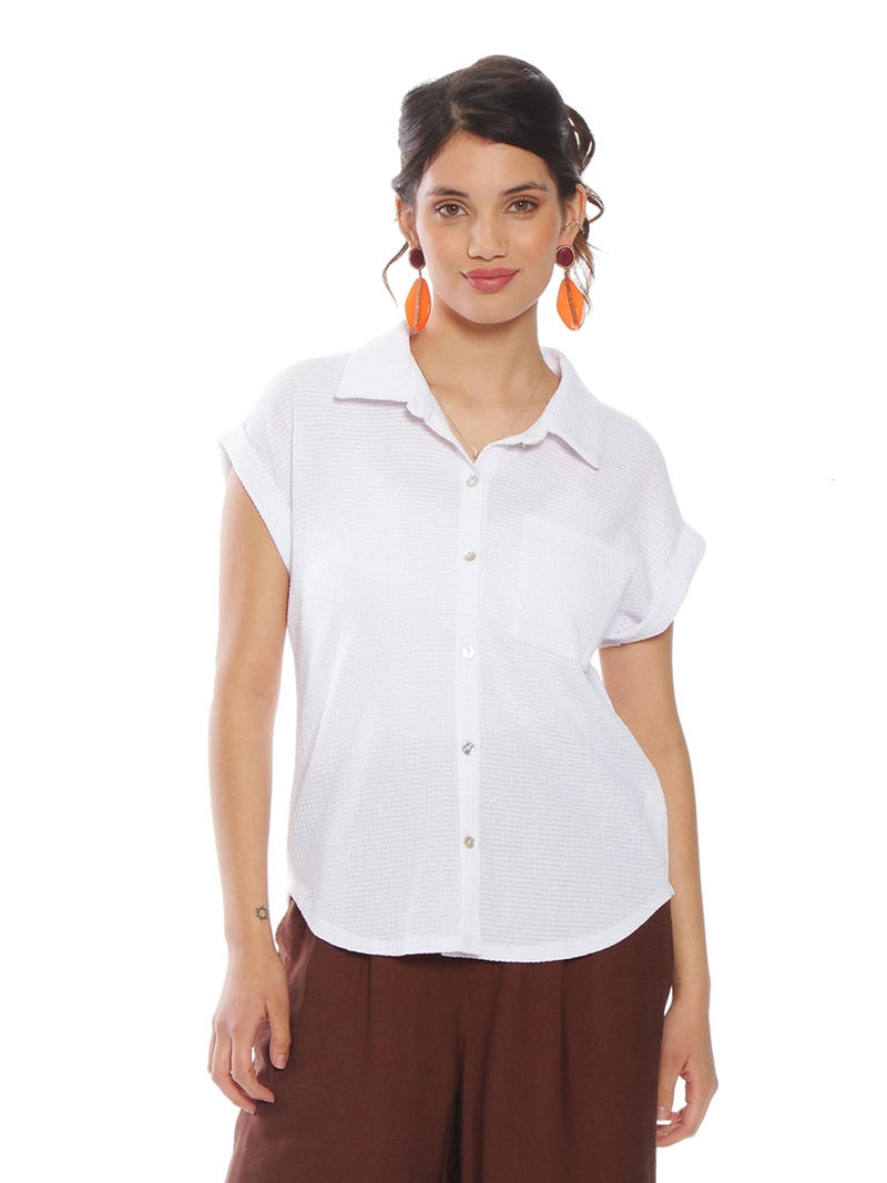 BLUSA MUJER WADOS MANGA CORTA ABOTONADA - 2