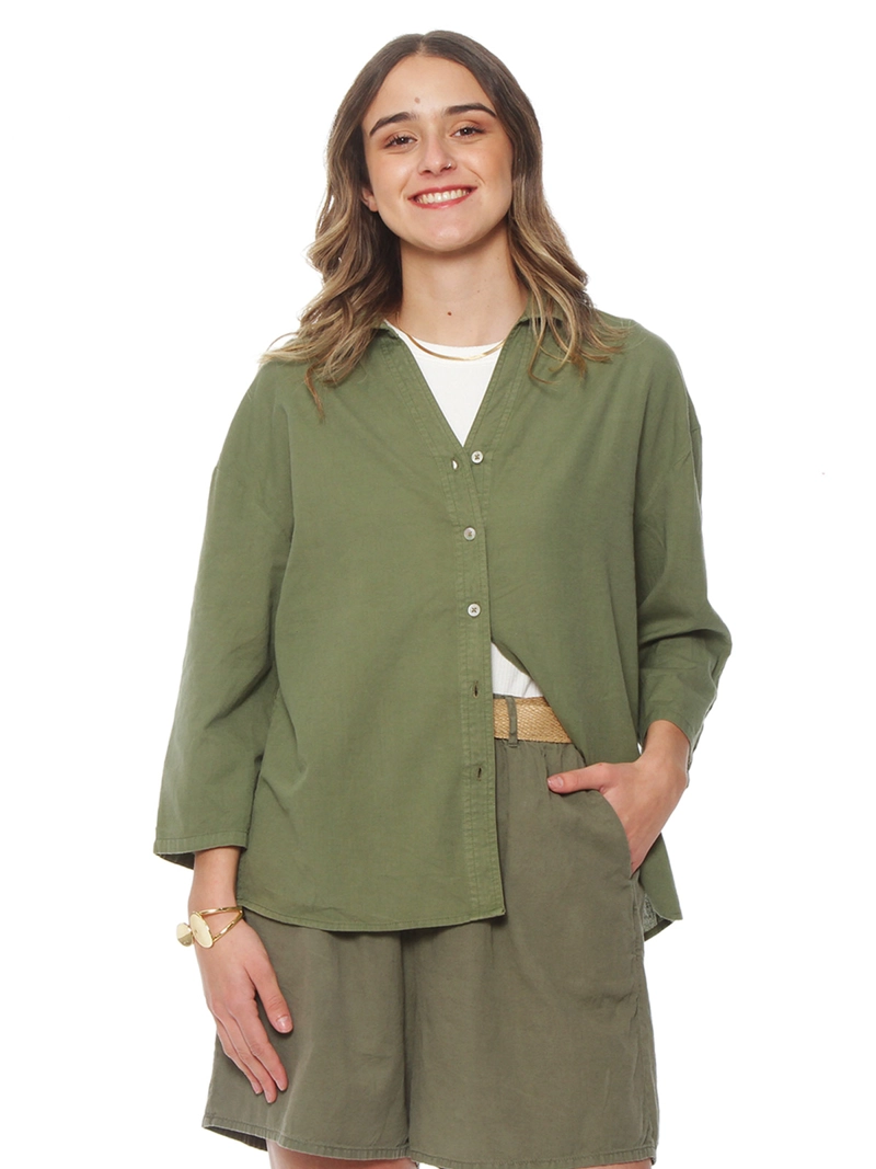 BLUSA MUJER WADOS LINO MANGA LARGA ABOTONADA - 2