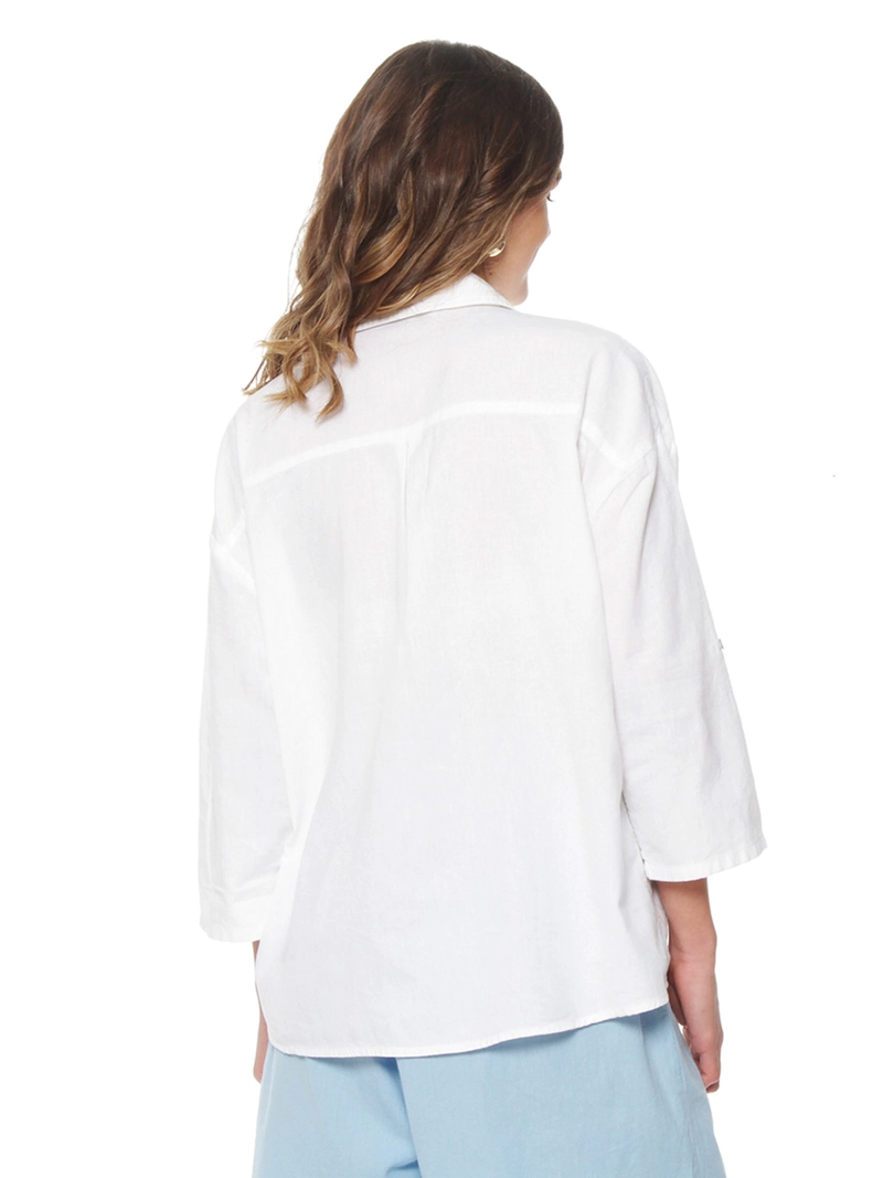 BLUSA MUJER WADOS LINO MANGA LARGA ABOTONADA - 4