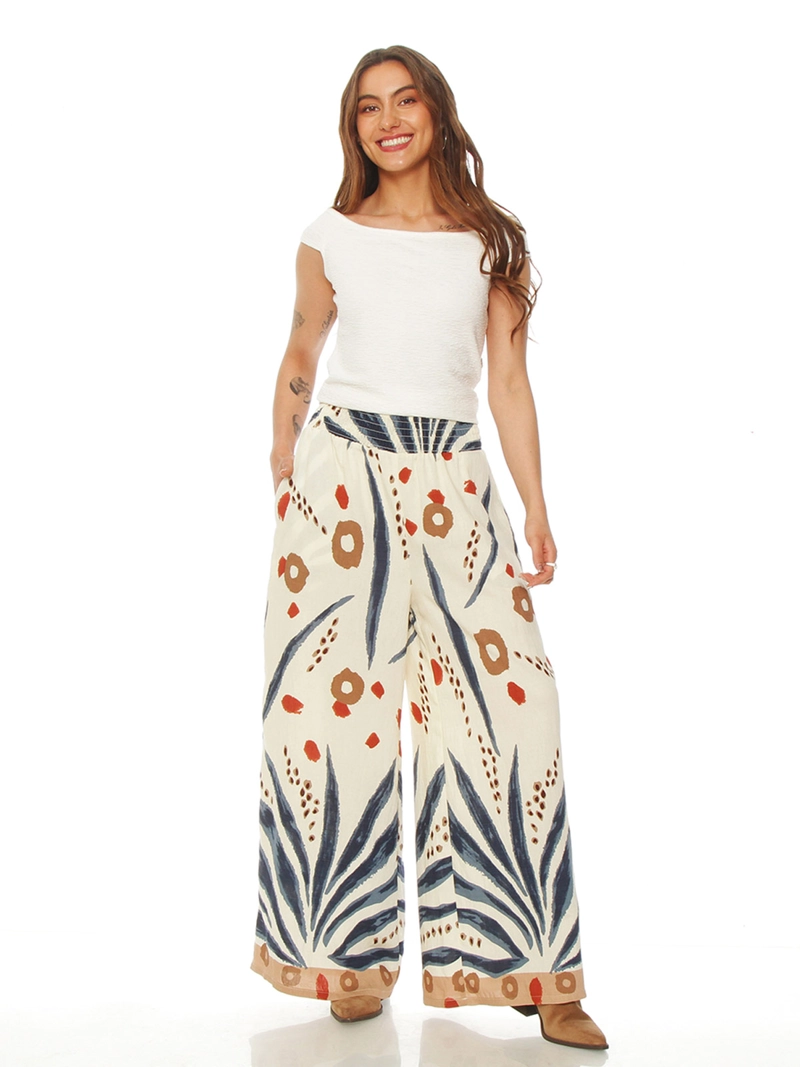 PANTALÓN MUJER WADOS WIDELEG ESTAMPADO TIRO ALTO - 1