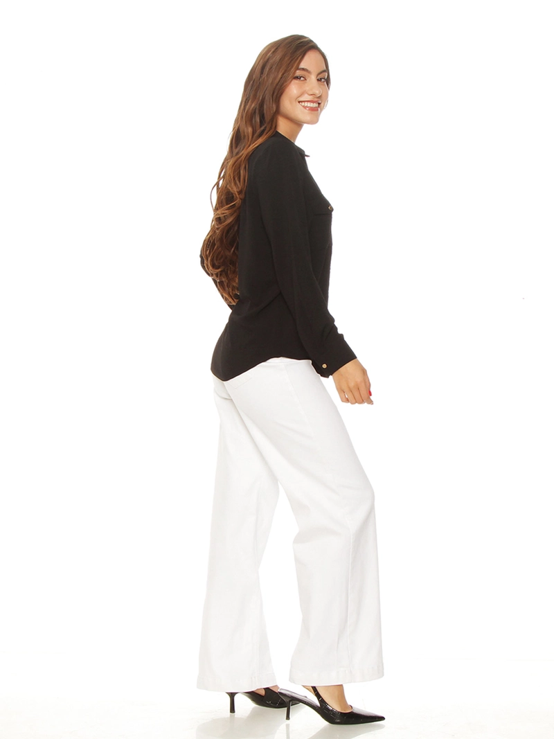 BLUSA MUJER WADOS MANGA LARGA ABOTONADA BOLSILLOS - 3