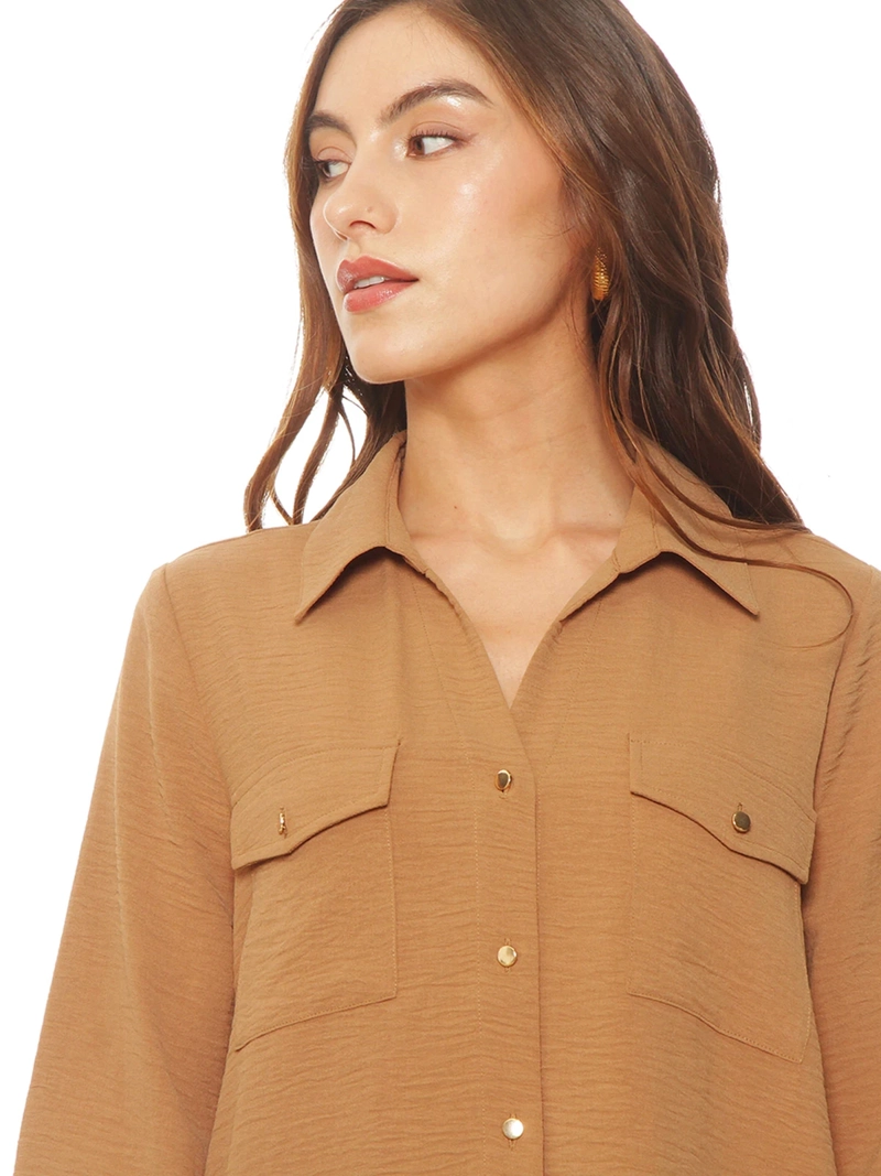 BLUSA MUJER WADOS MANGA LARGA ABOTONADA BOLSILLOS - 6