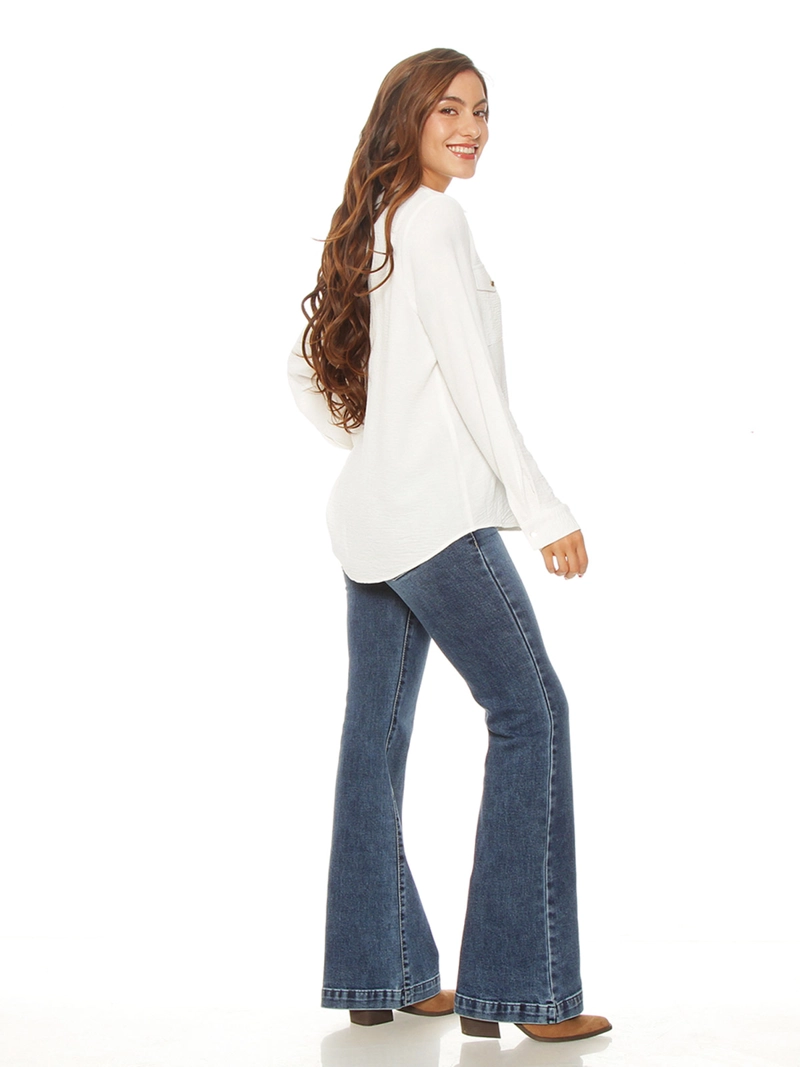 BLUSA MUJER WADOS MANGA LARGA ABOTONADA BOLSILLOS - 4