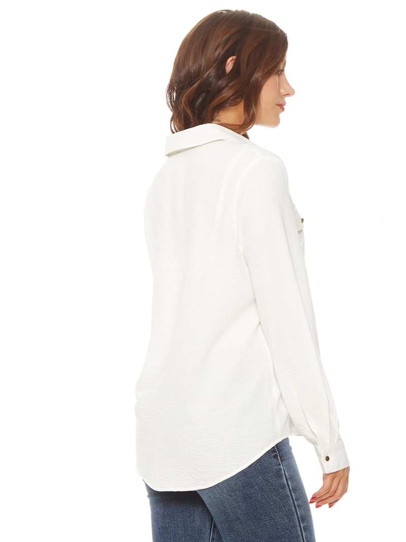 BLUSA MUJER WADOS MANGA LARGA ABOTONADA BOLSILLOS - 5