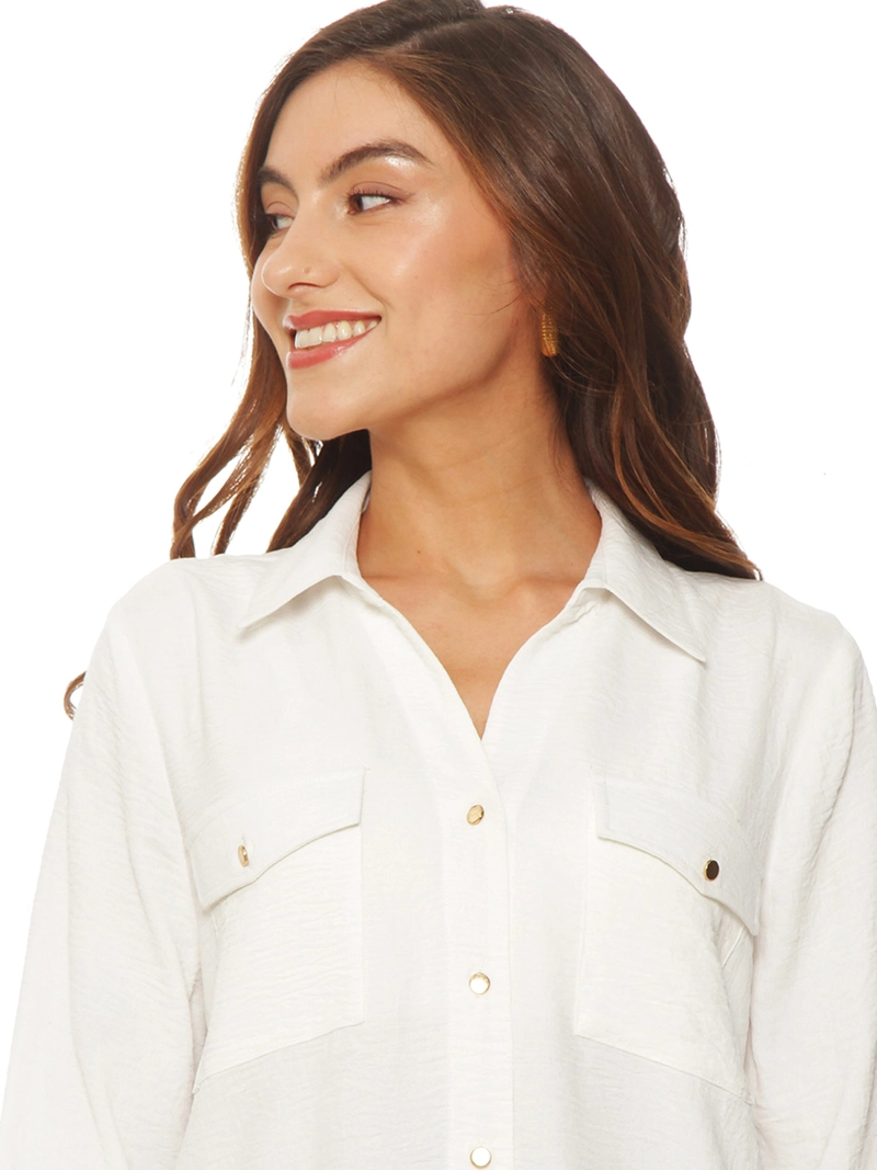 BLUSA MUJER WADOS MANGA LARGA ABOTONADA BOLSILLOS - 6