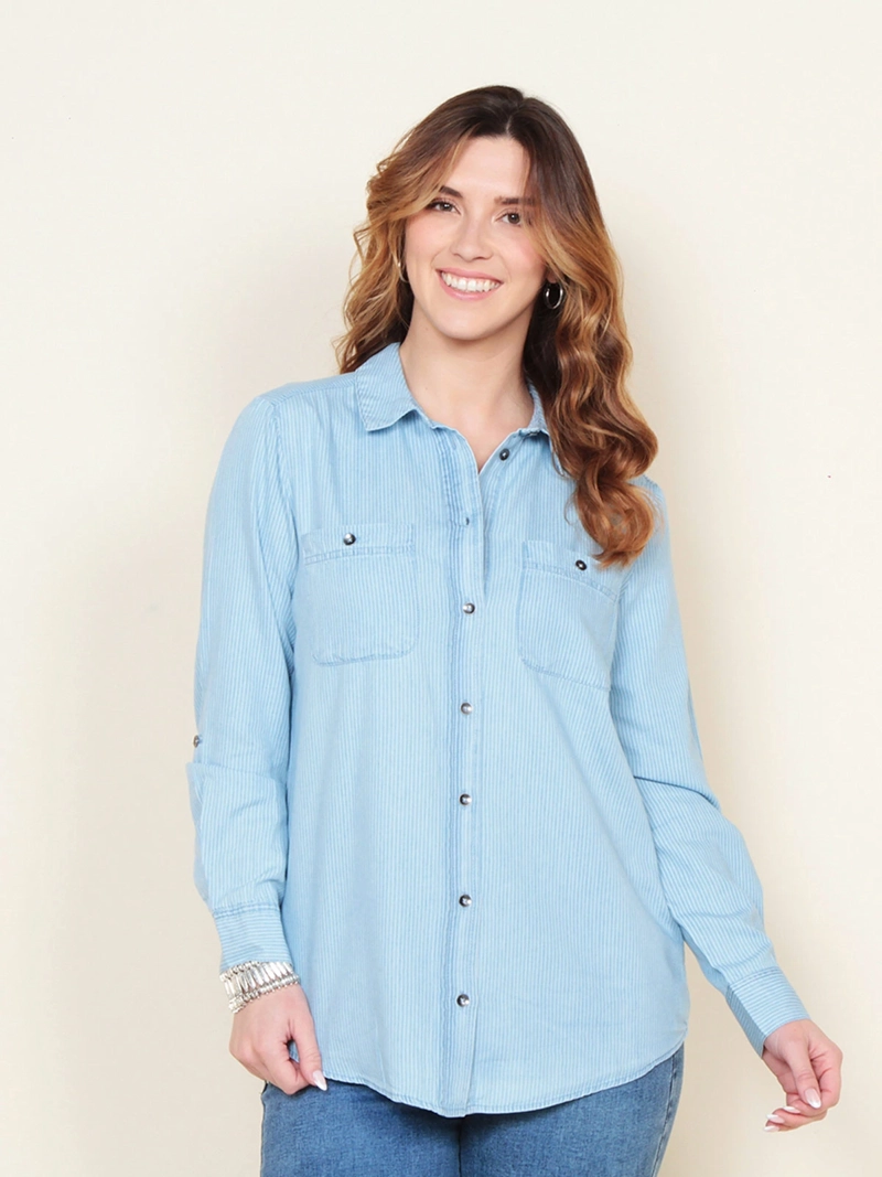 BLUSA MUJER WADOS MANGA LARGA ABOTONADA - 3