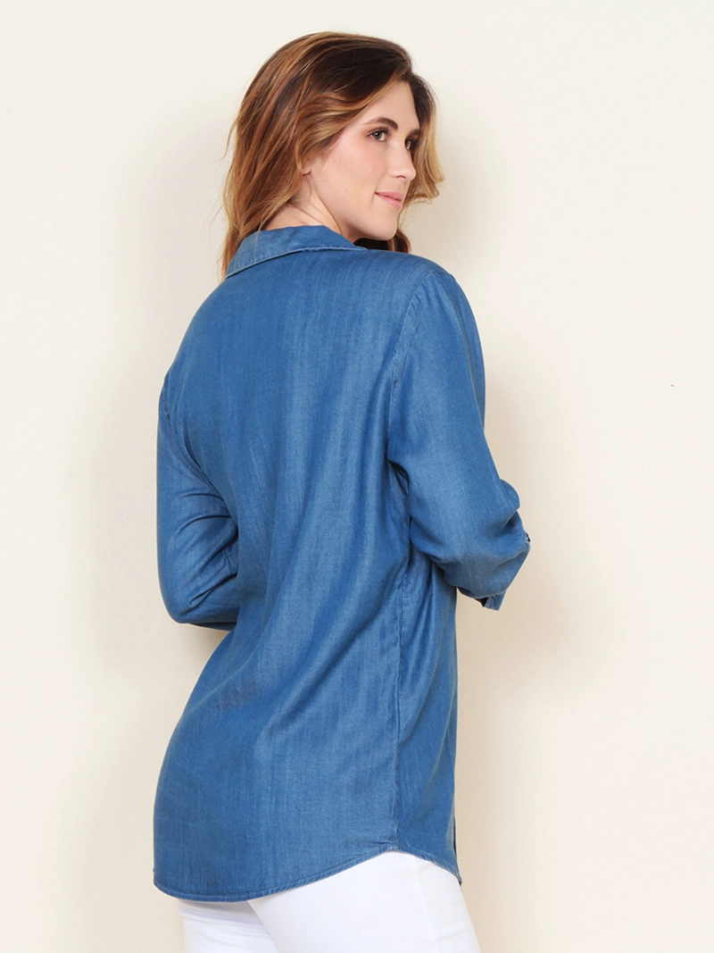 BLUSA MUJER WADOS MANGA LARGA LISTADA ABOTONADA - 5