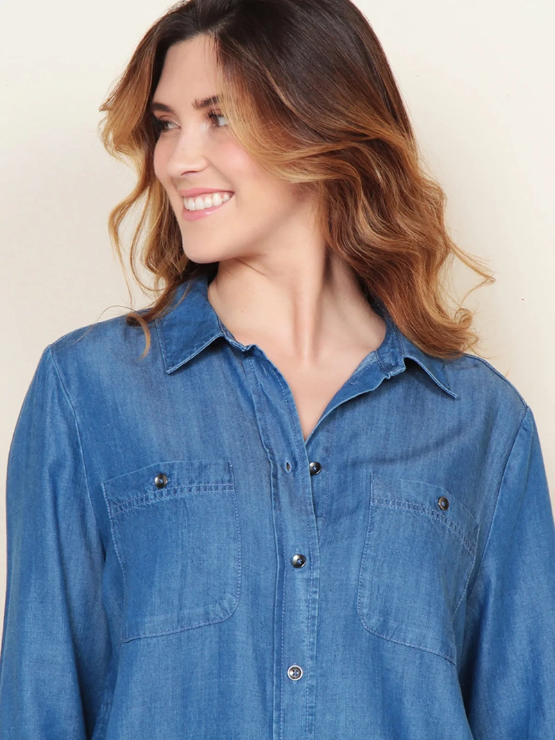 BLUSA MUJER WADOS MANGA LARGA LISTADA ABOTONADA - 6