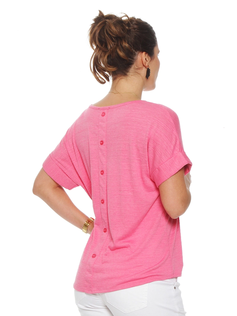 POLERA MUJER WADOS ESCOTE REDONDO MANGA CORTA BOTONES - 5