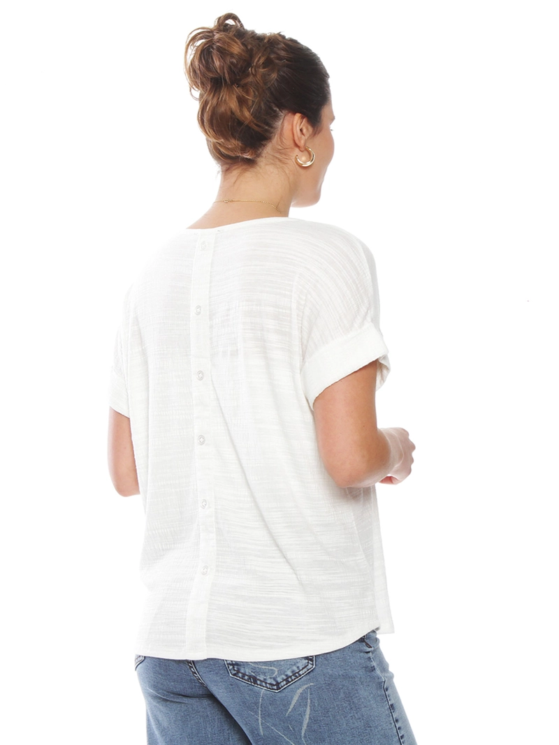 POLERA MUJER WADOS ESCOTE REDONDO MANGA CORTA BOTONES - 5