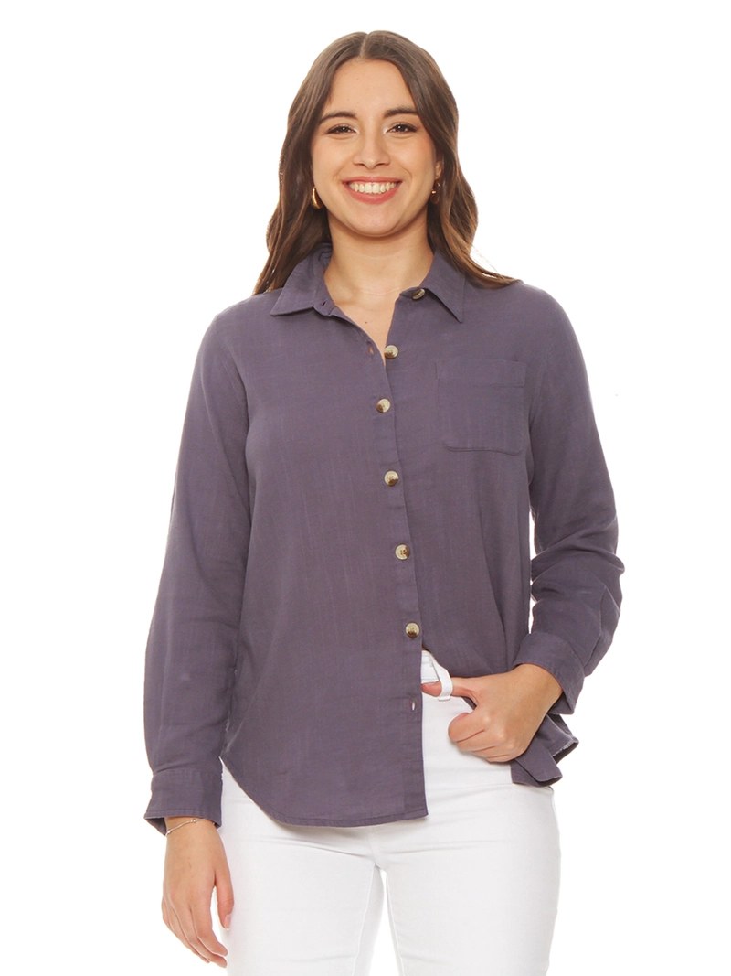 BLUSA MUJER WADOS ALGODÓN MANGA LARGA ABOTONADA - 2