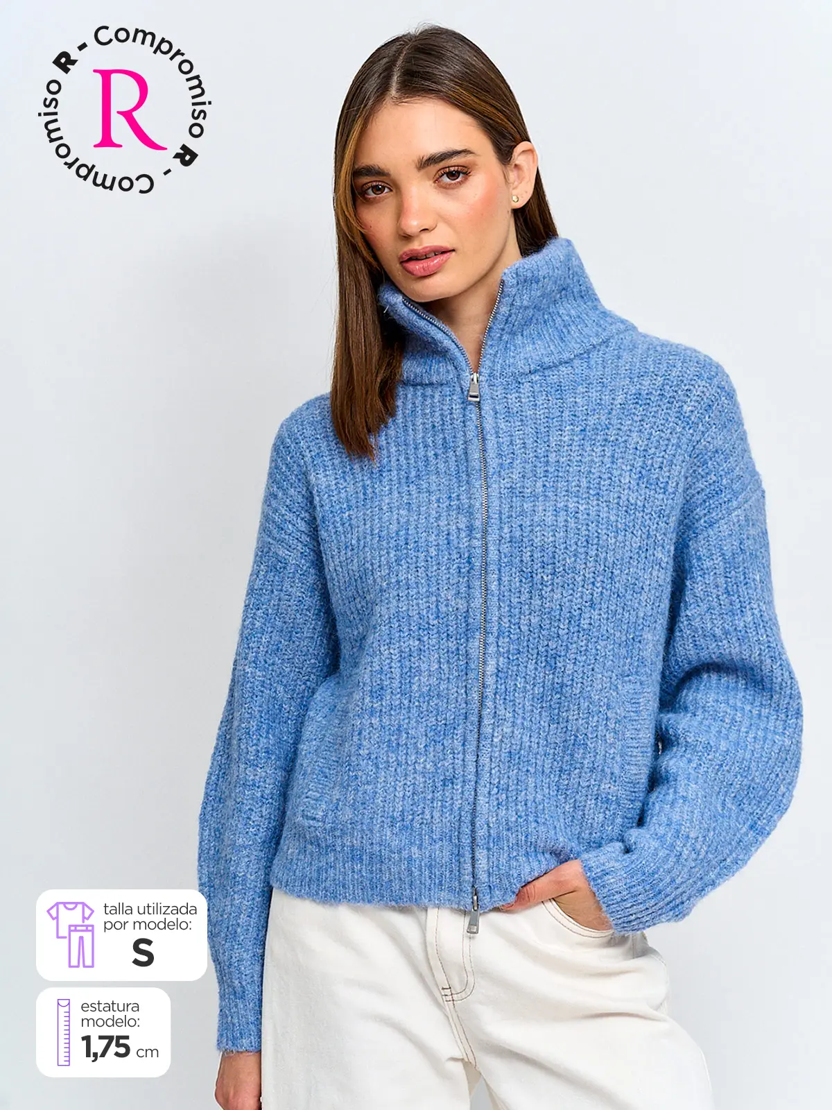 SWEATER MUJER INDEX MANGA LARGA CIERRE - 1