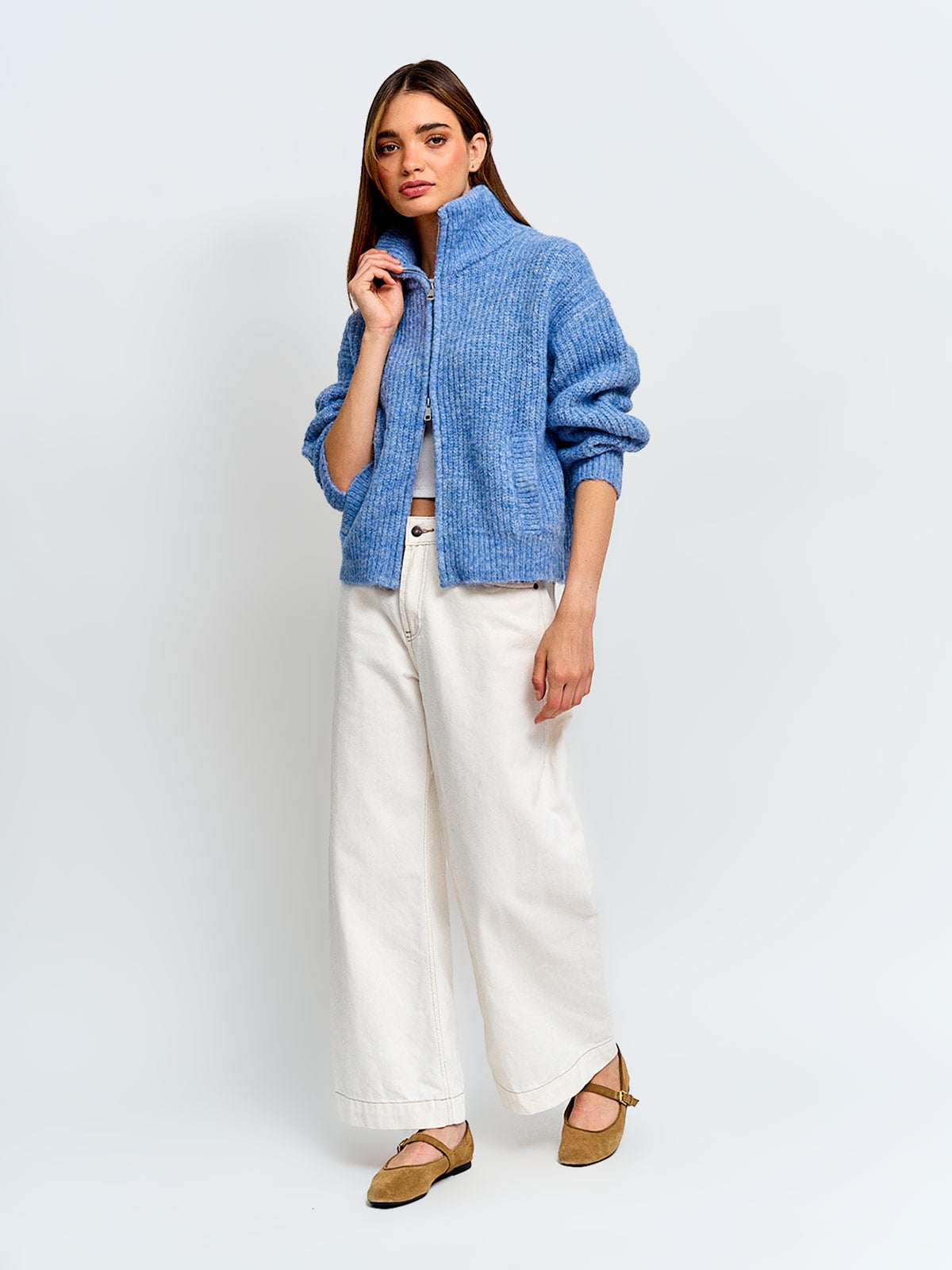SWEATER MUJER INDEX MANGA LARGA CIERRE - 4