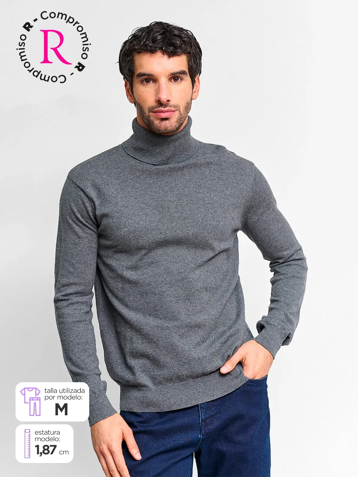 SWEATER HOMBRE MARQUIS ALGODÓN CUELLO ALTO - 1