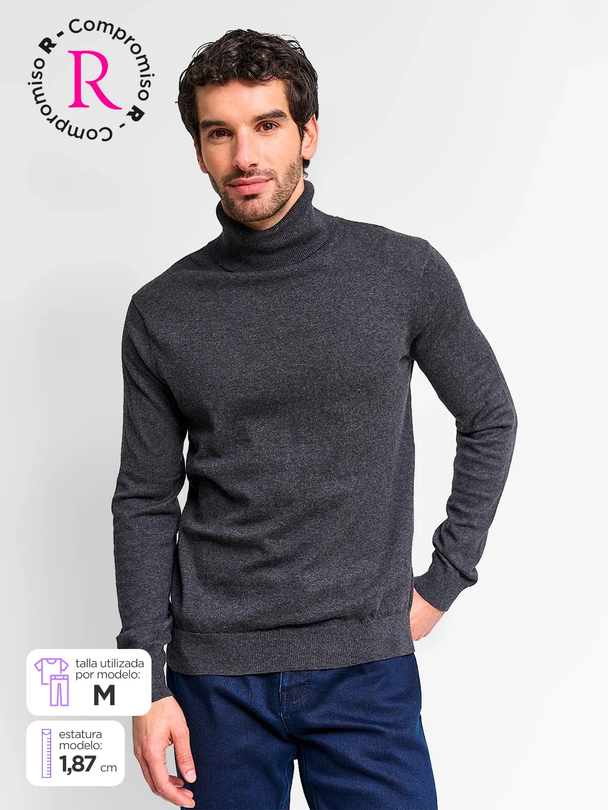 SWEATER HOMBRE MARQUIS ALGODÓN CUELLO ALTO - 1