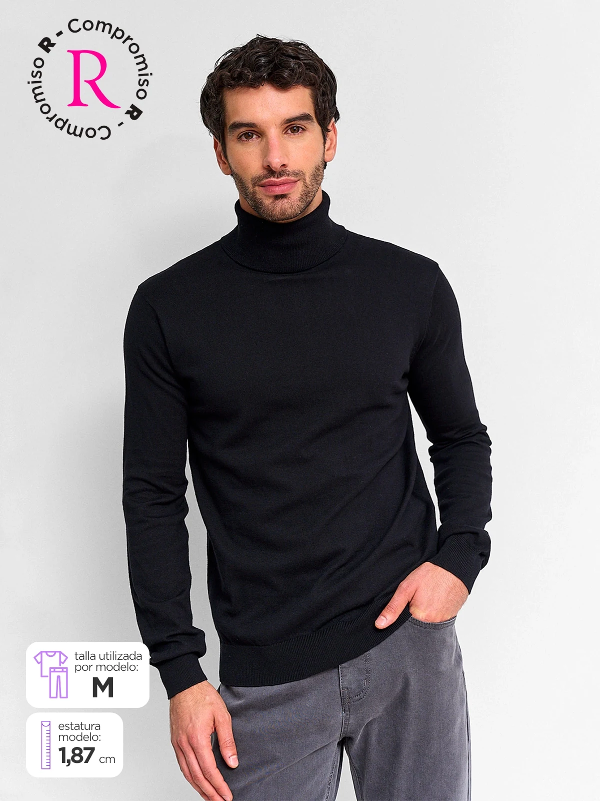 SWEATER HOMBRE MARQUIS ALGODÓN CUELLO ALTO - 1