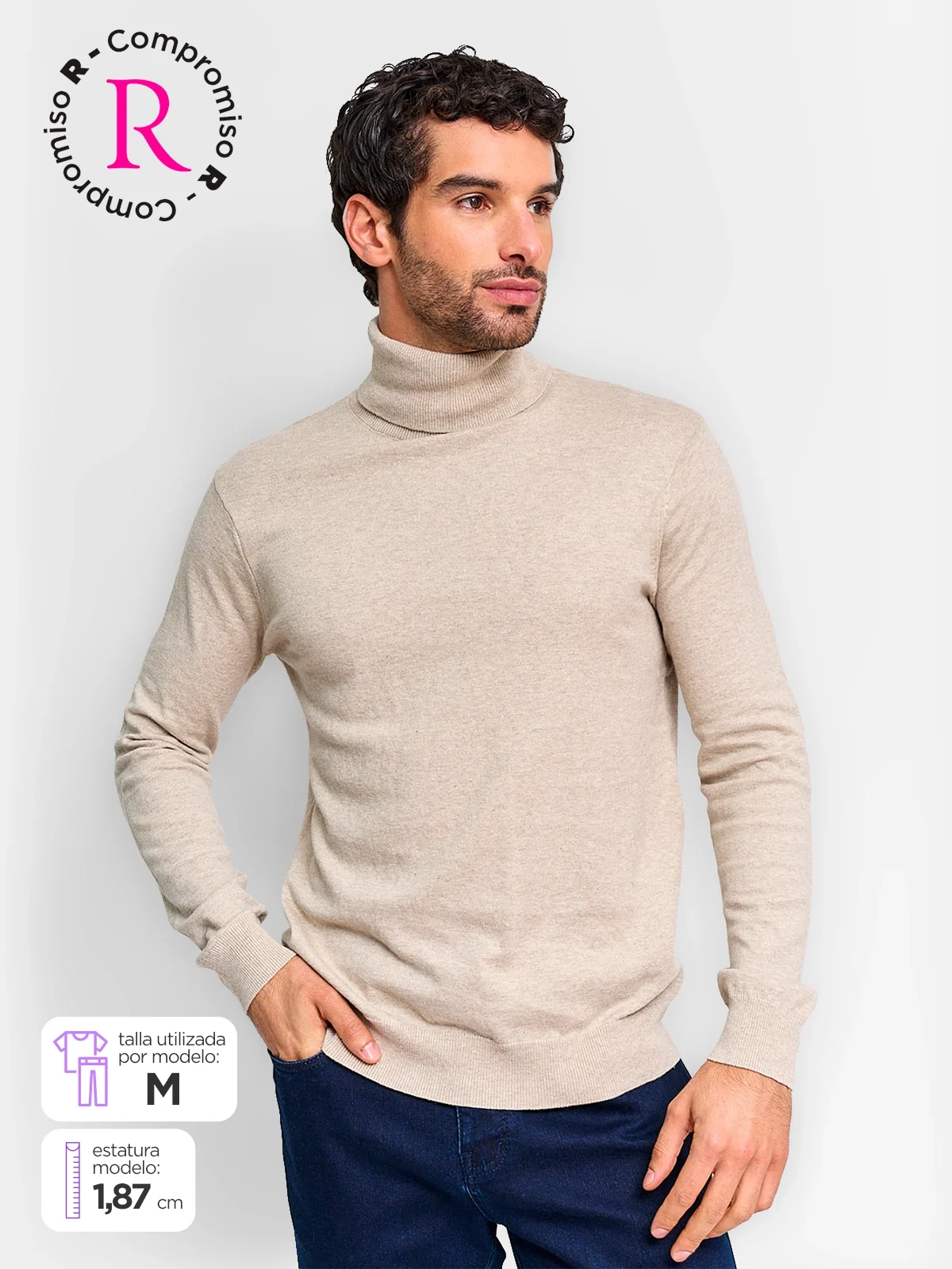 SWEATER HOMBRE MARQUIS ALGODÓN CUELLO ALTO - 1