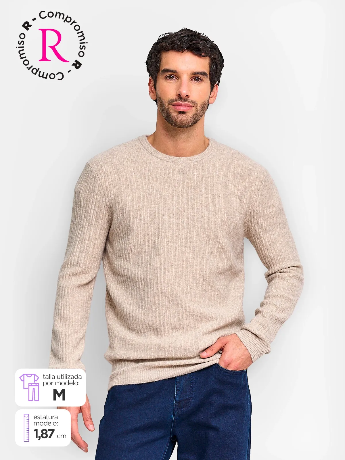 SWEATER HOMBRE MARQUIS LANA CUELLO REDONDO TEXTURA - 1