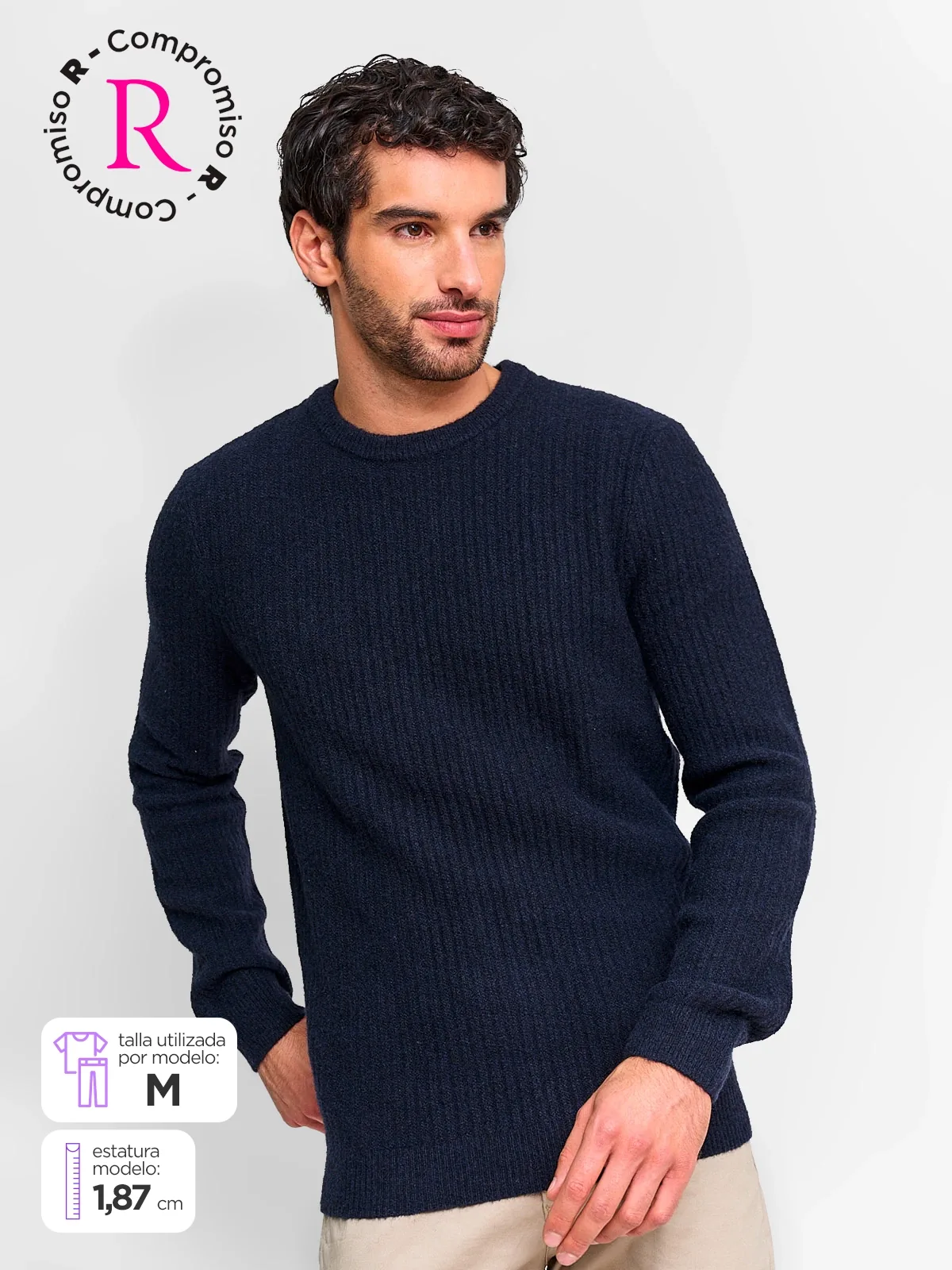 SWEATER HOMBRE MARQUIS LANA CUELLO REDONDO TEXTURA - 1